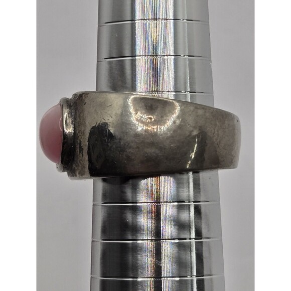 Silvertone Pink Gem Ring Sz 8 - Picture 3 of 10